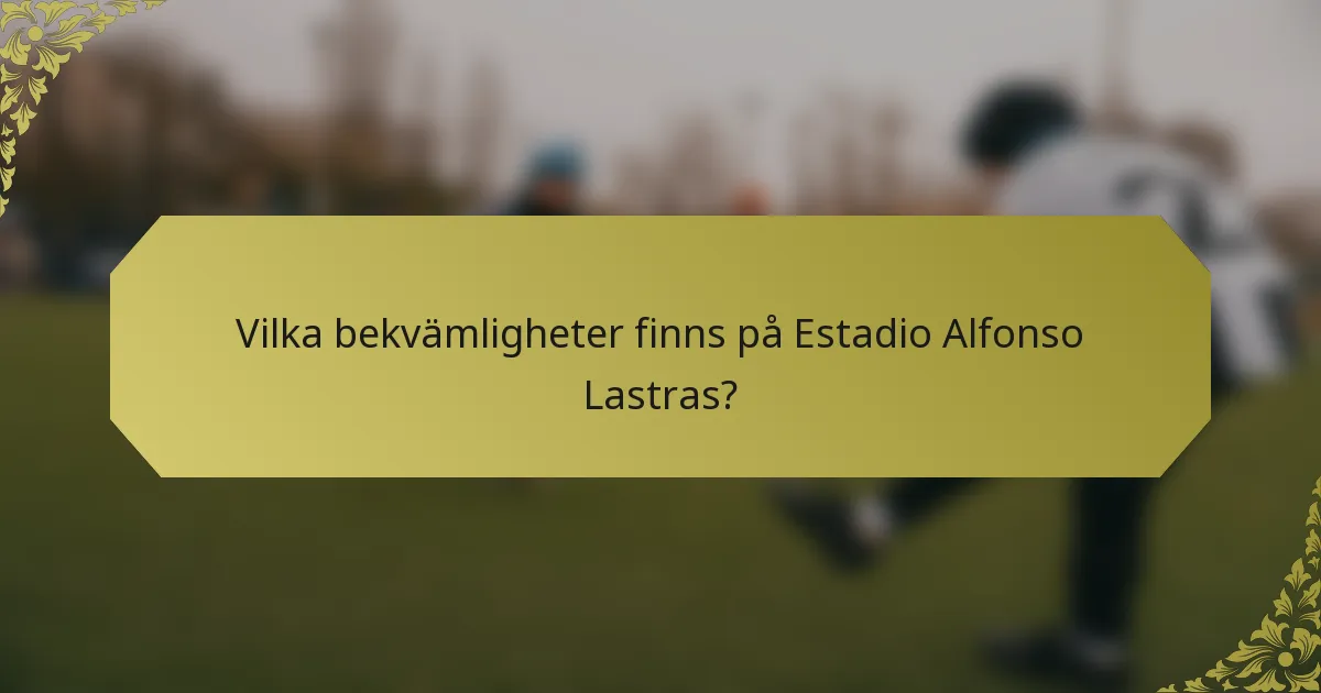 Vilka bekvämligheter finns på Estadio Alfonso Lastras?