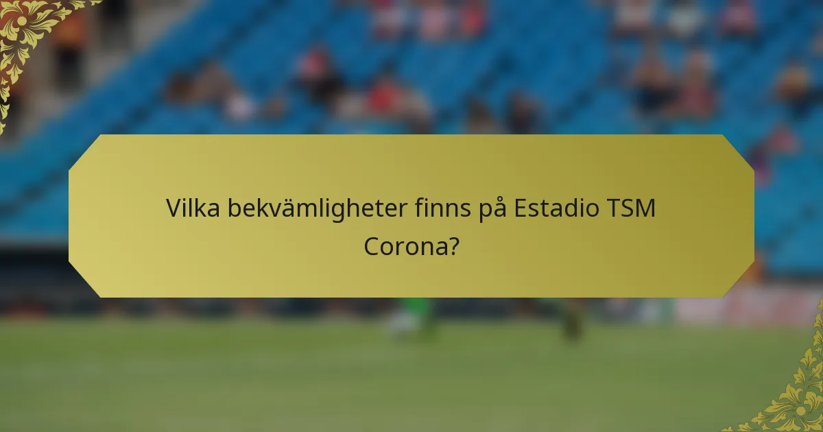 Vilka bekvämligheter finns på Estadio TSM Corona?