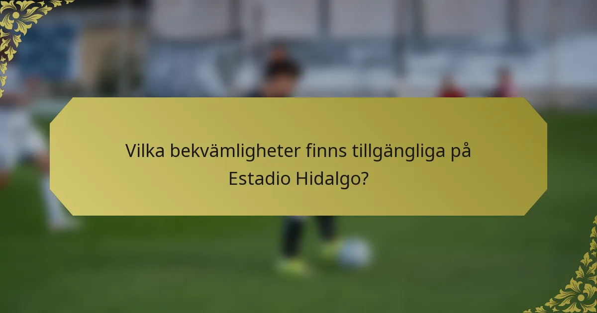 Vilka bekvämligheter finns tillgängliga på Estadio Hidalgo?